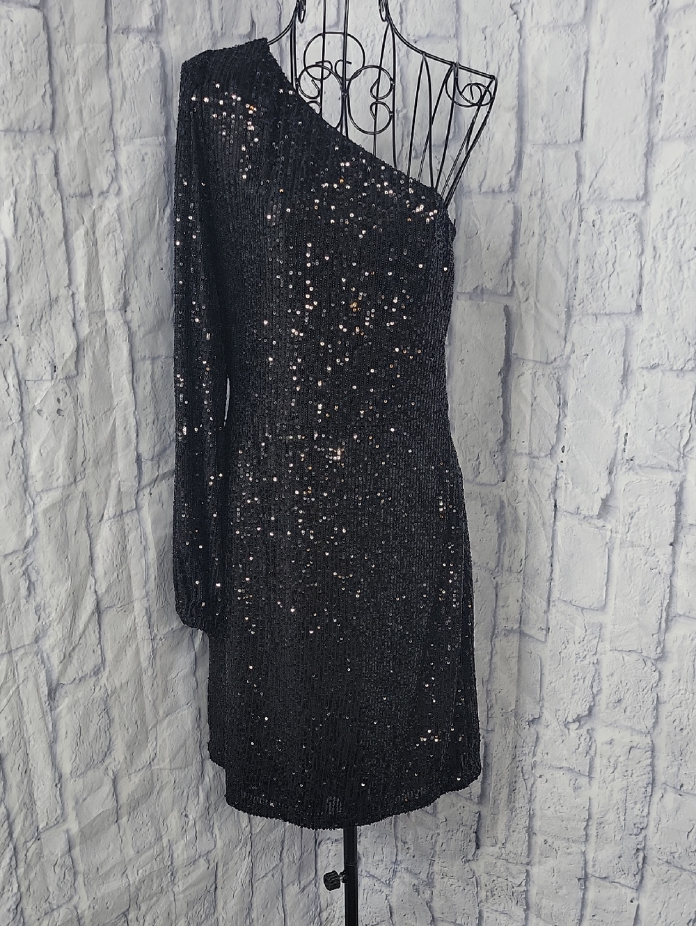 1. State One Shoulder Sequin Black Cocktail Party Dress Medium NWT‎